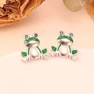 New 925 Silver Frog Studs